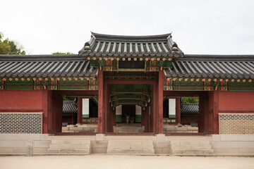 Fototapeta premium Exterior of the wooden buildings in the palace of Joseon Dynasty