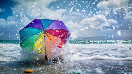 colorful umbrella in beach