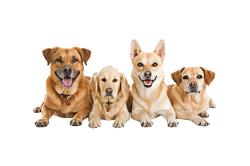 Cute Domestic Pets Isolated, White Background, Studio Portrait Animals