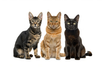 Cute Domestic Pets Isolated, White Background, Studio Portrait Animals