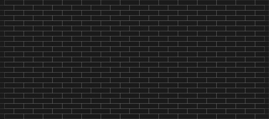 Fototapeta premium Brick wall. Simple geometric seamless pattern. Textured background. Black brick wall. Vector seamless realistic background