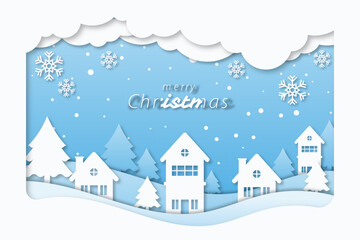 winter landscape with house christmas, winter, snow, house, landscape, tree, holiday, village, xmas, home, vector, illustration, scene, season, night, cold, cartoon, snowflake,