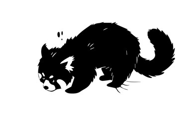 Obraz premium cute silhouette of a red panda sniffing around
