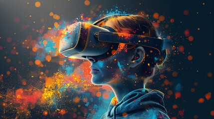 Virtual Dimension: Futuristic Abstract VR Experience Vector Style