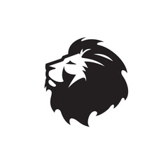 Simple black and white lion head mascot silhouette 