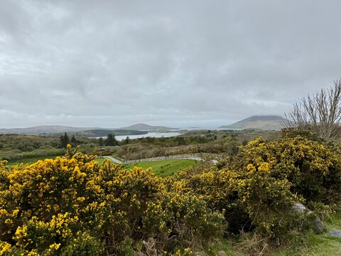 view from the top of the mountain, letterfrack, connemara, ireland