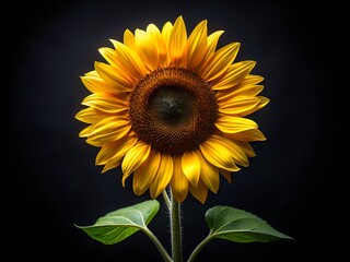 Close-Up of a Sunflower on a Black Background