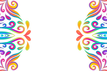 Beautiful batik ethnic dayak flowers frame line art pattern background 