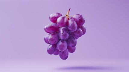 Floating grape in a minimalist purple composition