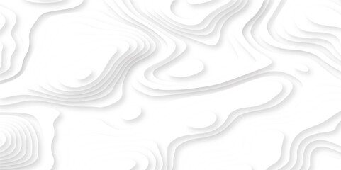 Abstract wavy line paper cut white background. Topographic canyon geometric map relief texture with curved layers and shadow. Papercut topography relief vector background