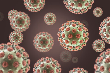 Virus. Medical virology research. 3d illustration