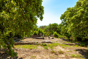 Troy archaeological site view in the spring.