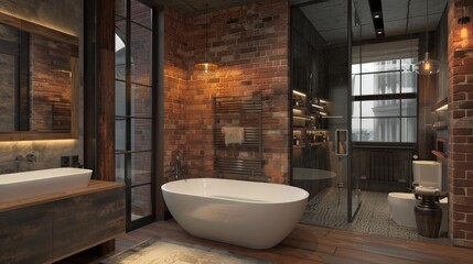 Sleek Industrial Bathroom with Raw Concrete and Metal Accents