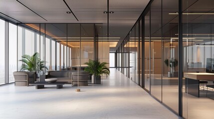 Obraz premium Minimalist office interior with room for custom branding