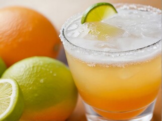 Margarita cocktail made with tequila lime juice and orange liqueur