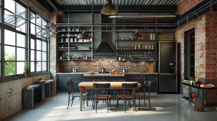 Modern Industrial Kitchen with Chic Urban Design