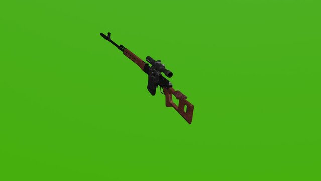Dragunov sniper rifle rotates on the green screen