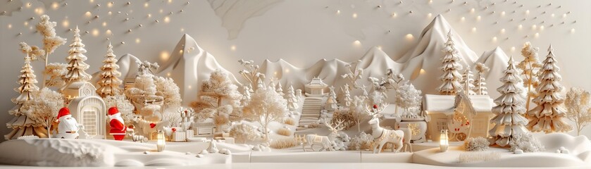 AI-generated photo of a beautiful winter village made of gingerbread and other sweets.