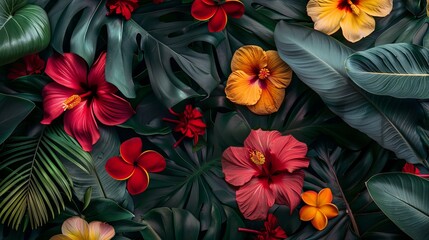beautiful various exotic flowers
