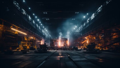 A large factory filled with machinery and equipment used for steel manufacturing