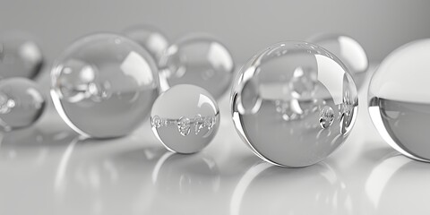 glass balls on white background.