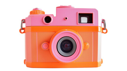 Pink digital camera isolated on a transparent background