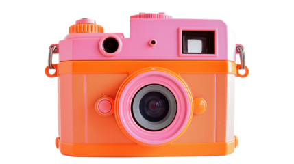 Pink digital camera isolated on a transparent background