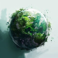 Earth day concept. Illustration of the green planet earth on a white ar 9:16 Job ID: ed598c99-f88d-40e2-8ca0-fc3556628ce6