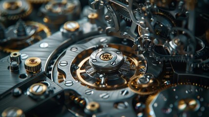 Intricate clockwork mechanisms, captured in documentary photography style, showcasing the precision and artistry of watchmaking for a technology magazine
