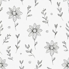 花・植物の線画のパターン