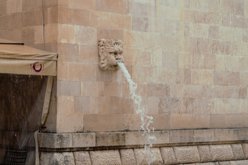 Bouche sculpté évacuant l'eau, Dubrovnik