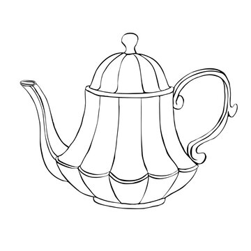 black and white teapot drawing clip art preview
