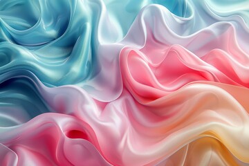 Obraz premium An image depicting a soft and smooth texture that resembles flowing fabric in pastel colors, invoking a sense of calmness and serenity