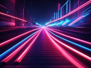 3d blue pink red abstract neon arrow Speed and technology glowing background