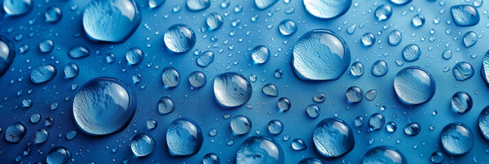 water droplets on a blue background, water texture surface, water drop texture on blue background