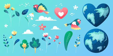 World Earth day elements in gradient style