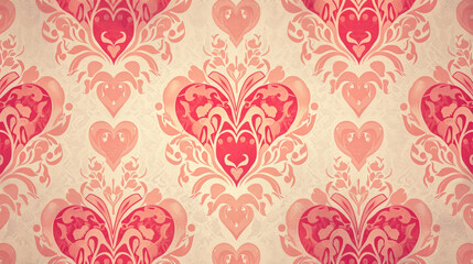 Retro-style Valentine's background with vintage heart patterns