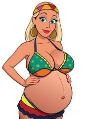 Young pregnant woman with swimsuit