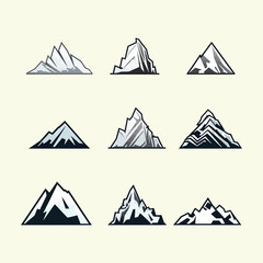Sharp Mountain Ridge vector illustration set items