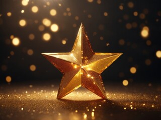 3d golden star shape element with glitter light effect