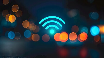 Wi-Fi icon network technology concept: internet signal covers all areas throughout the country and around the world. - obrazy, fototapety, plakaty