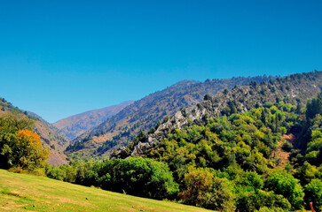 Obraz premium Uzbekistan mountain landscape. Foothills of the Pamirs.