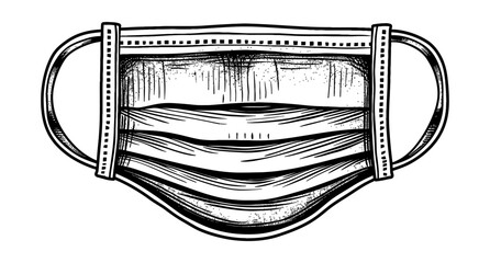 surgical mask engraving black and white outline