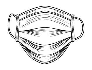surgical mask engraving black and white outline