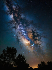 Stellar Serenity, Abstract Time-Lapse Sky with Shooting Stars and Milky Way