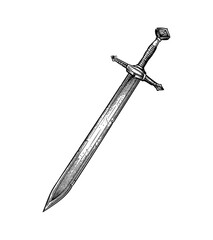 sword engraving black and white outline