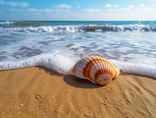 Obraz premium Seashell on the Beach, ocean, sunny
