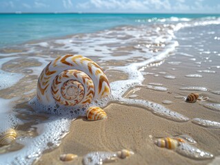 Obraz premium Seashell on the Beach, ocean, sunny