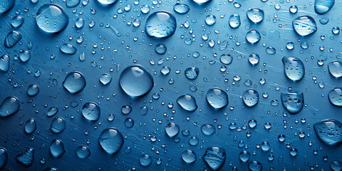water droplets on a blue background, water texture surface, water drop texture on blue background