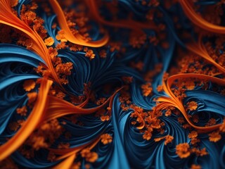 3d orange and blue fractal background